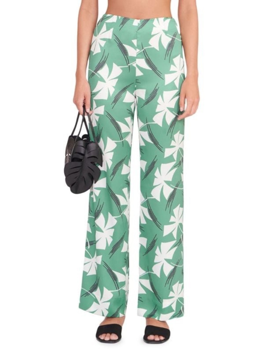 STAUD Oscar Green Pinwheel Print Wide-Leg Pants | Size 6 | NWT